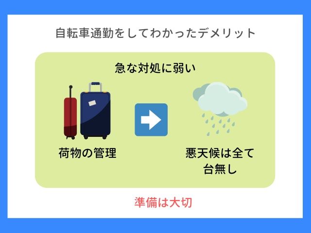 自転車通勤のデメリットは急な対処に弱い